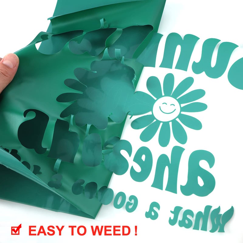 Funkaka Green HTV Heat Transfer Vinyl, 12" x 9ft Glossy, Iron On for T-Shirts, Easy Cut & Weed for Heat Vinyl Design - Image 3